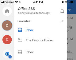 Outlook for iOS Favorites